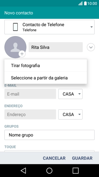 Prima Seleccione a partir da galeria.
