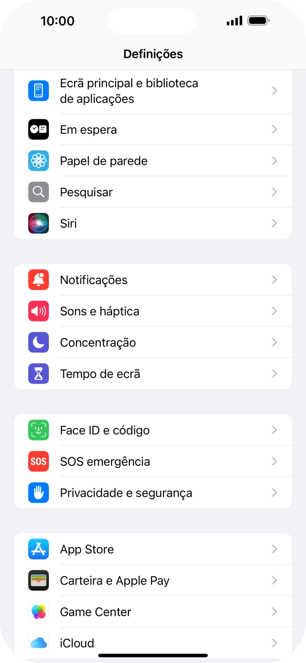 Prima Face ID e código.