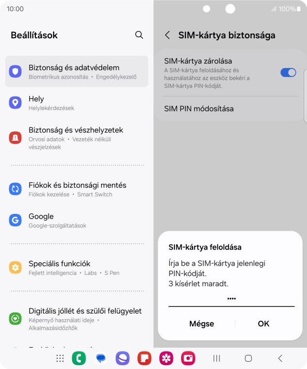 Írd be a PIN-kódot, és válaszd az OK lehetőséget.