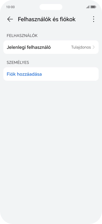 Válaszd a Fiók hozzáadása lehetőséget.