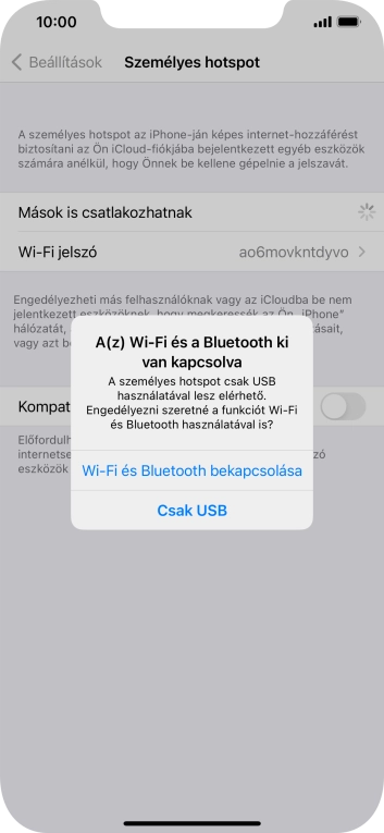 Amennyiben ki van kapcsolva a Wi-Fi, válaszd a Wi-Fi és Bluetooth bekapcsolása lehetőséget.