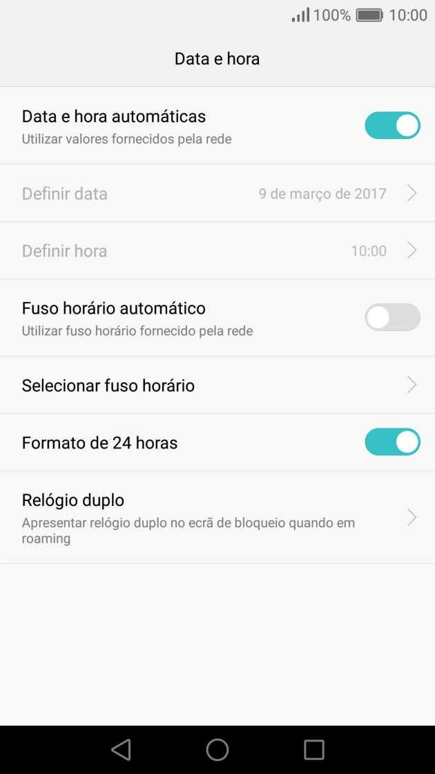 Prima Fuso horário automático para ativar a função.