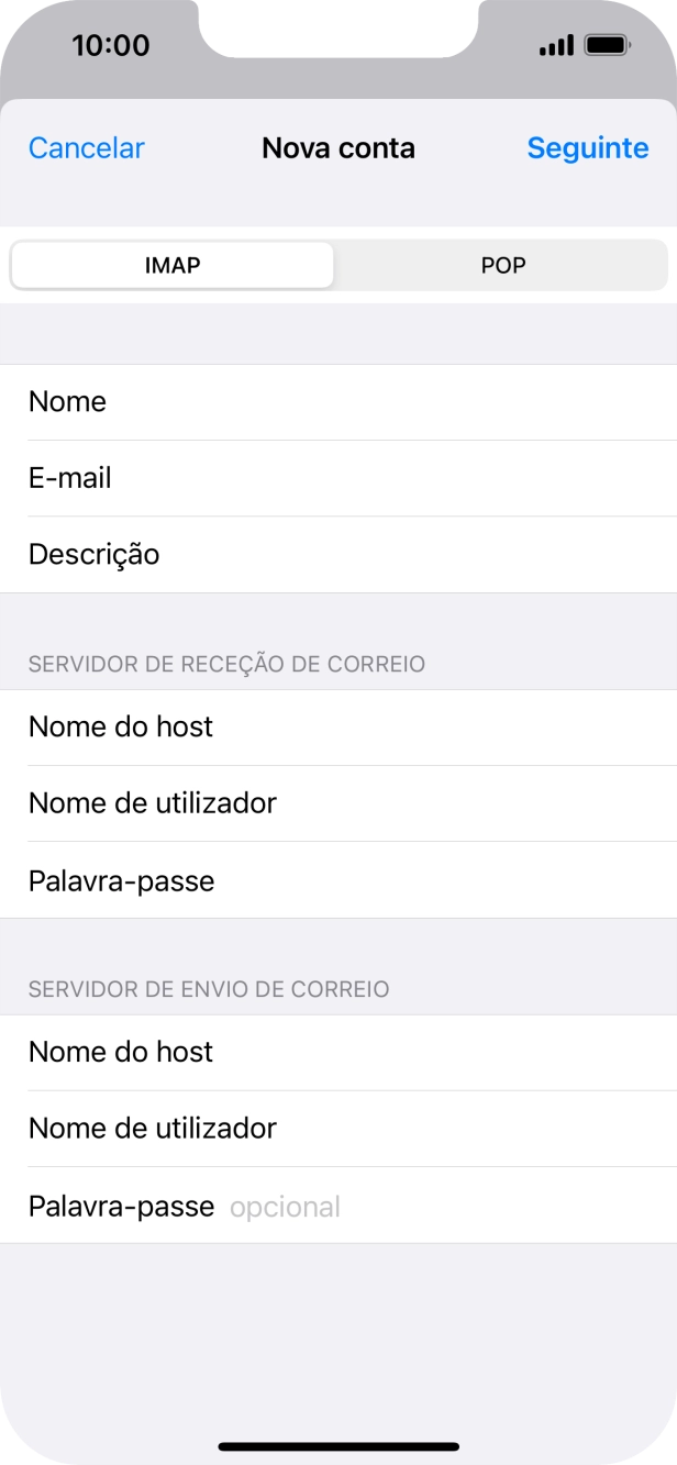 Prima Palavra-passe e introduza a password da sua conta de e-mail na Vodafone.