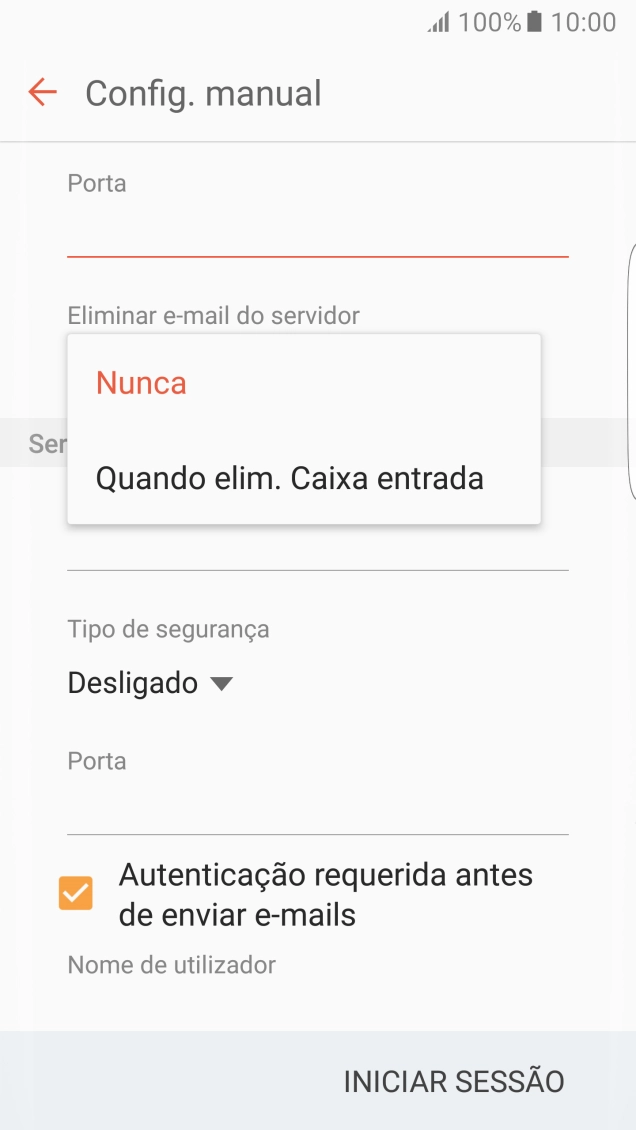 Prima Nunca para manter os e-mails no servidor quando estes são apagados no telefone.