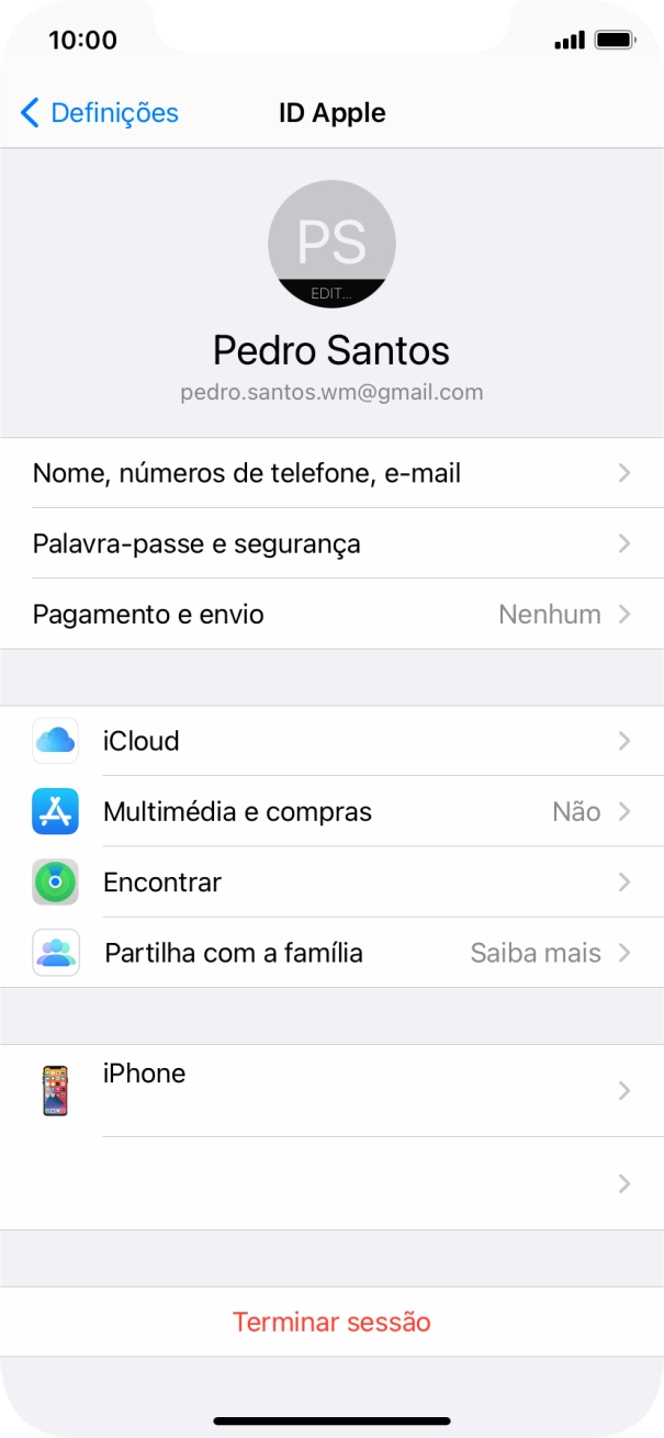 Para voltar ao ecrã inicial, deslize o dedo de baixo para cima a partir da base do ecrã.