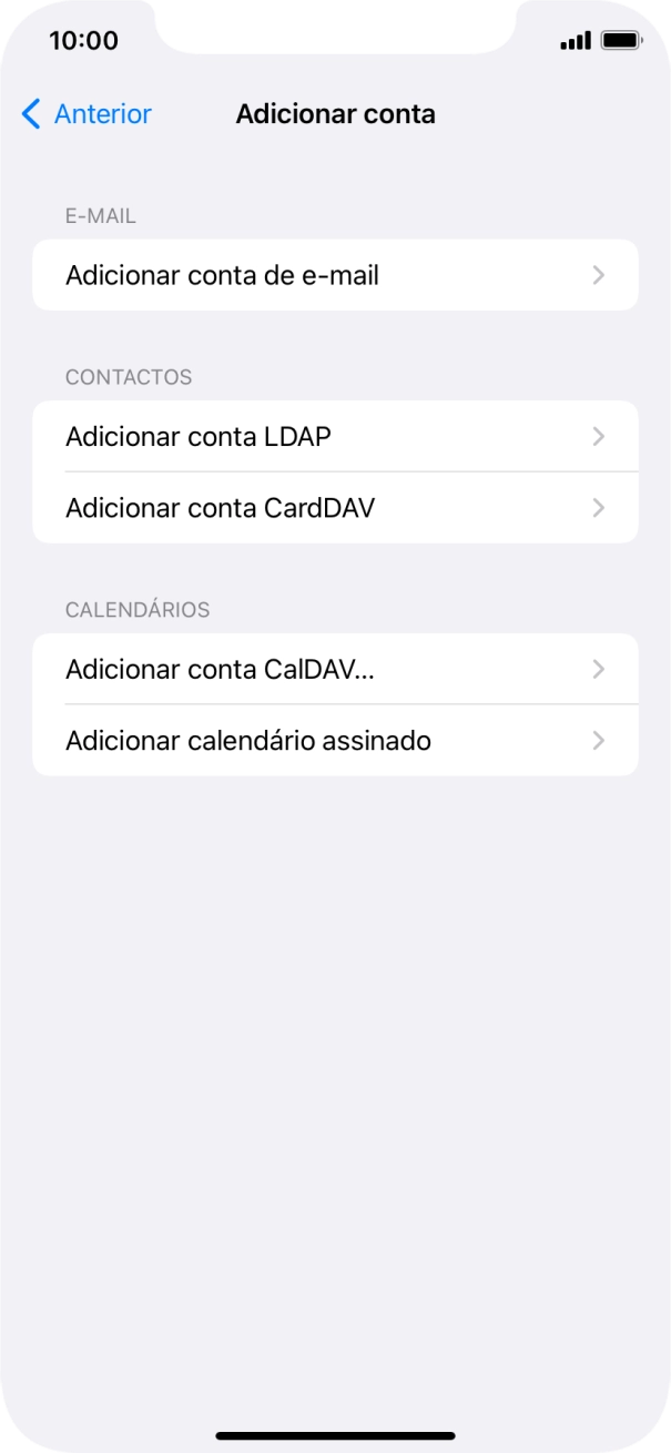 Prima Adicionar conta de e-mail.