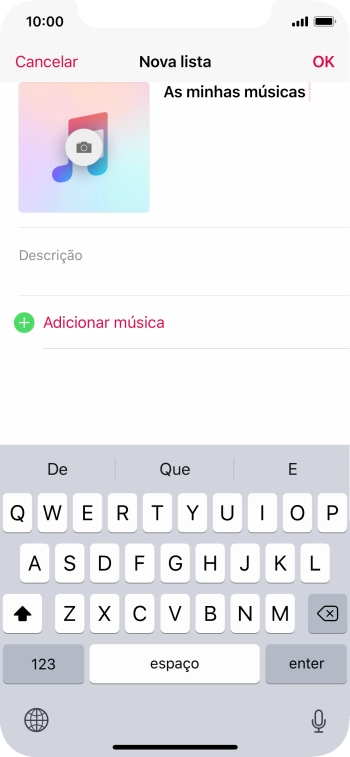 Prima Adicionar música.