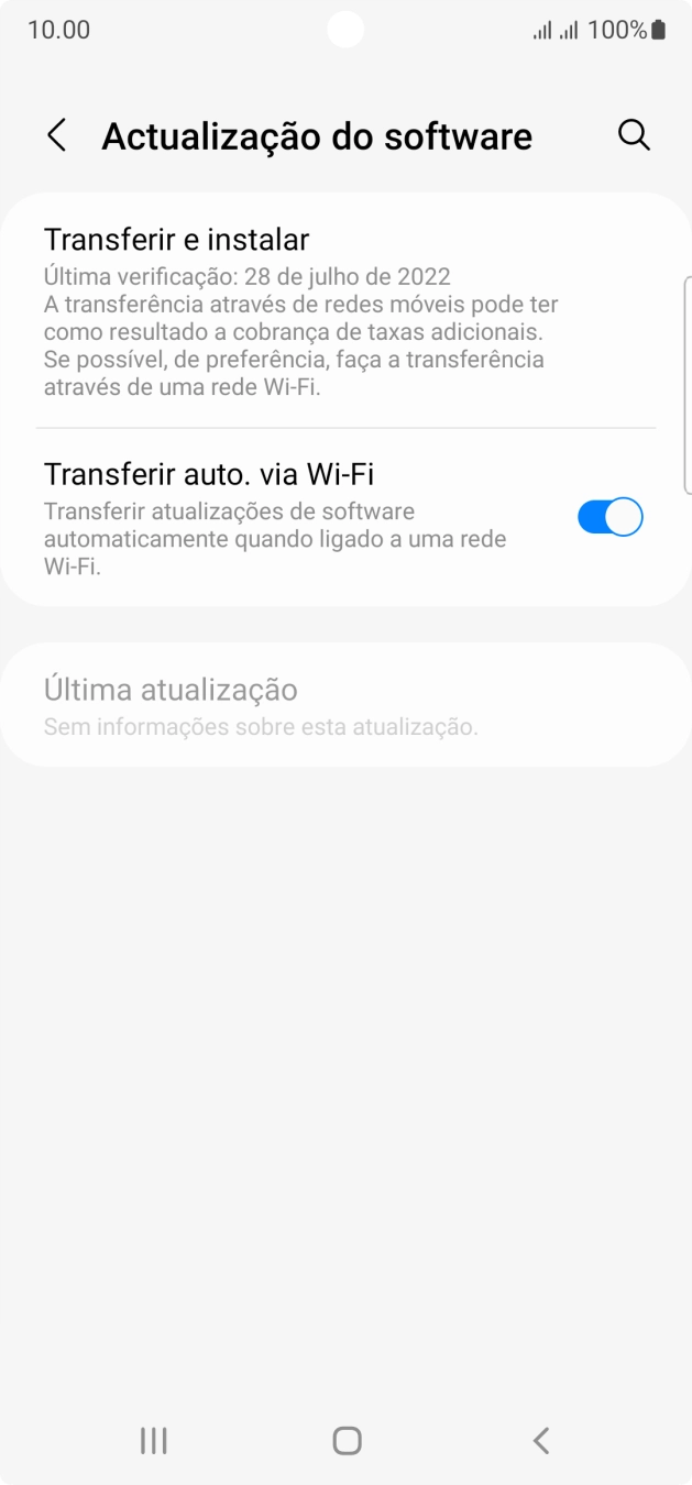 Prima Transferir e instalar. Se existir uma nova versão de software disponível, será agora indicado no ecrã. Siga as indicações no ecrã para atualizar o software do telefone.