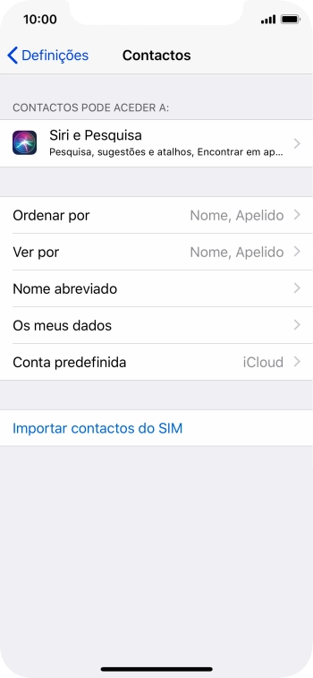 Prima Importar contactos do SIM.