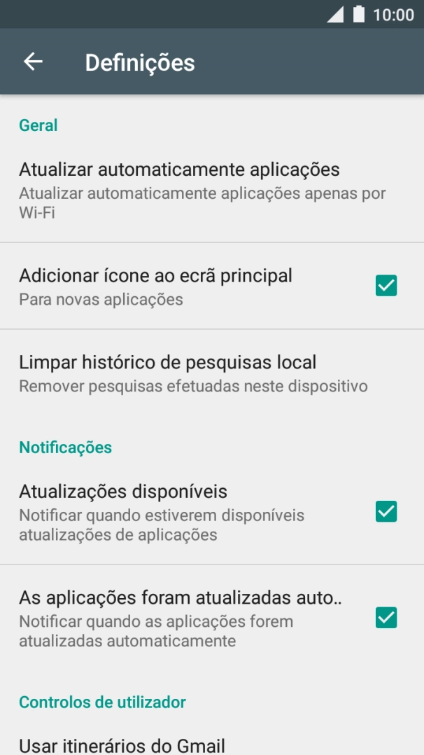 Prima Atualizar automaticamente aplicações.