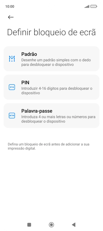 Prima o código de bloqueio do telefone pretendido.