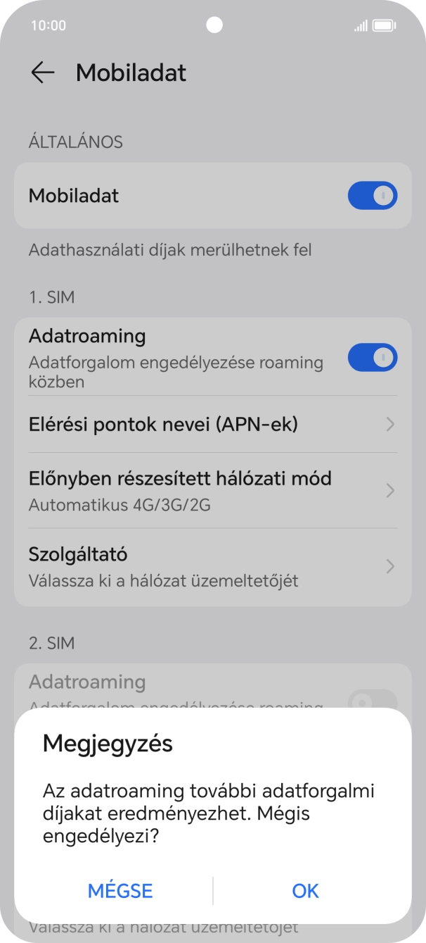 Ha bekapcsolod a funkciót, válaszd az OK lehetőséget.