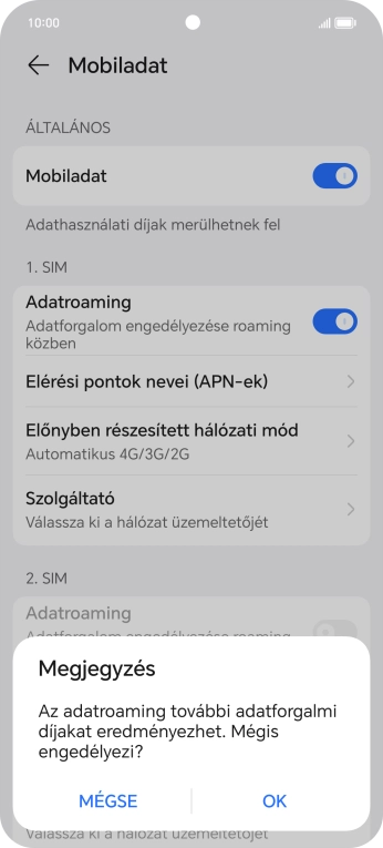 Ha bekapcsolod a funkciót, válaszd az OK lehetőséget.