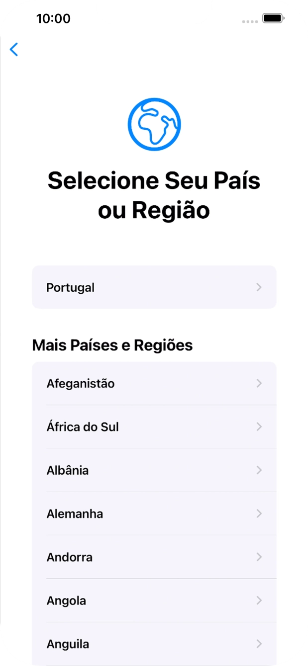 Prima a área ou país pretendido.
