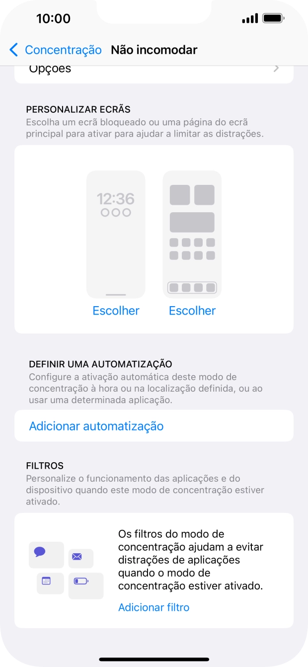 Prima Adicionar automatização e siga as indicações no ecrã para escolher as definições para ativação automática da função 