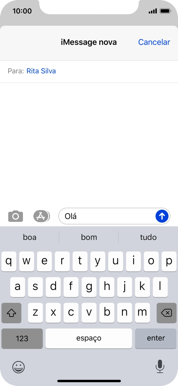 Prima o ícone para enviar.