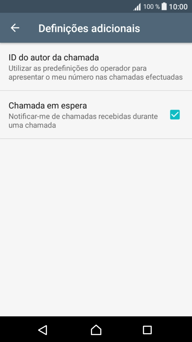 Prima Chamada em espera para ativar ou desativar a função.