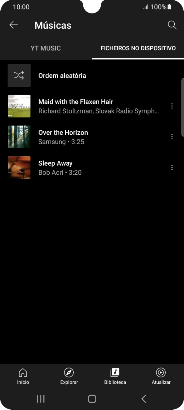 Prima o ficheiro de música pretendido.