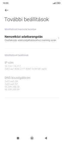 Válaszd a Nemzetközi adatbarangolás lehetőséget.