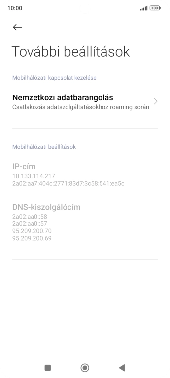 Válaszd a Nemzetközi adatbarangolás lehetőséget.