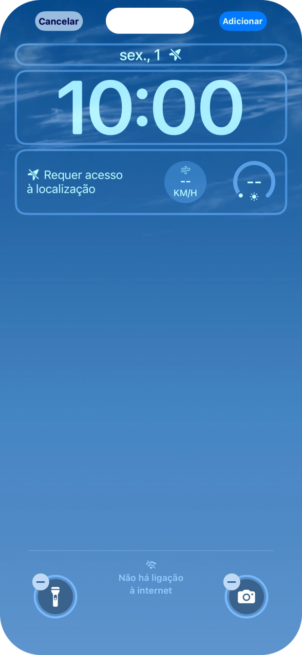 Se pretender personalizar a visualização da data no ecrã de bloqueio, prima o widget de data e siga as indicações no ecrã para escolher a visualização pretendida para o widget.