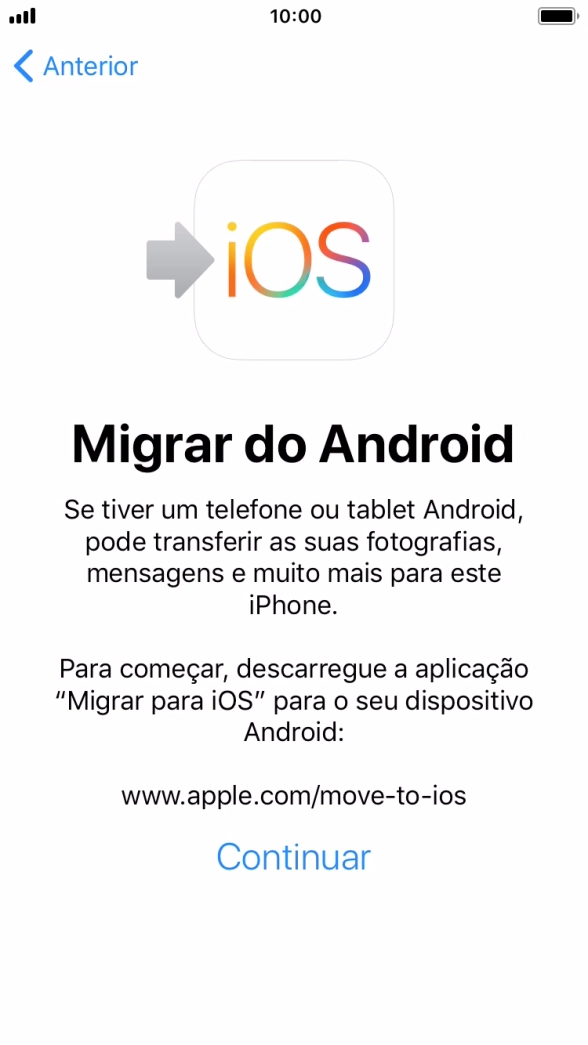 Antes de ser possível transferir conteúdo para o seu telefone, é necessário instalar a app 