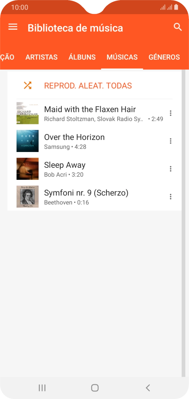 Prima o ficheiro de música pretendido.