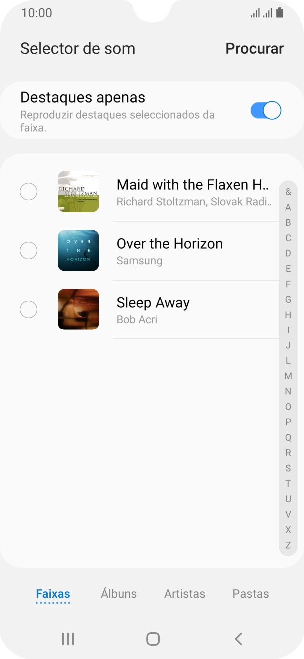 Prima os tons de toque pretendidos para os ouvir.