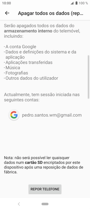 Prima REPOR TELEFONE.