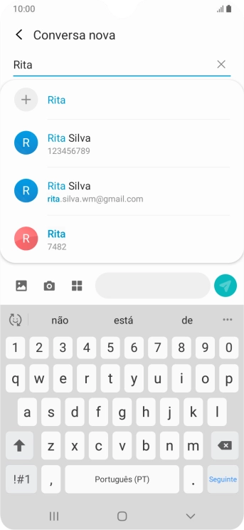 Prima o contacto pretendido.