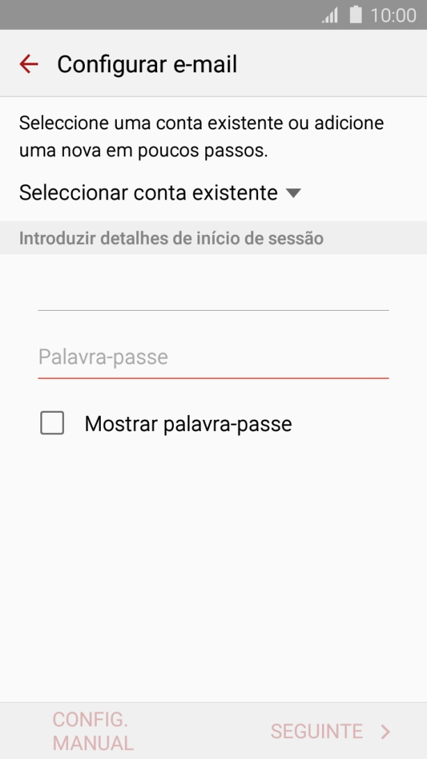Prima Palavra-passe e introduza a password da sua conta de e-mail.