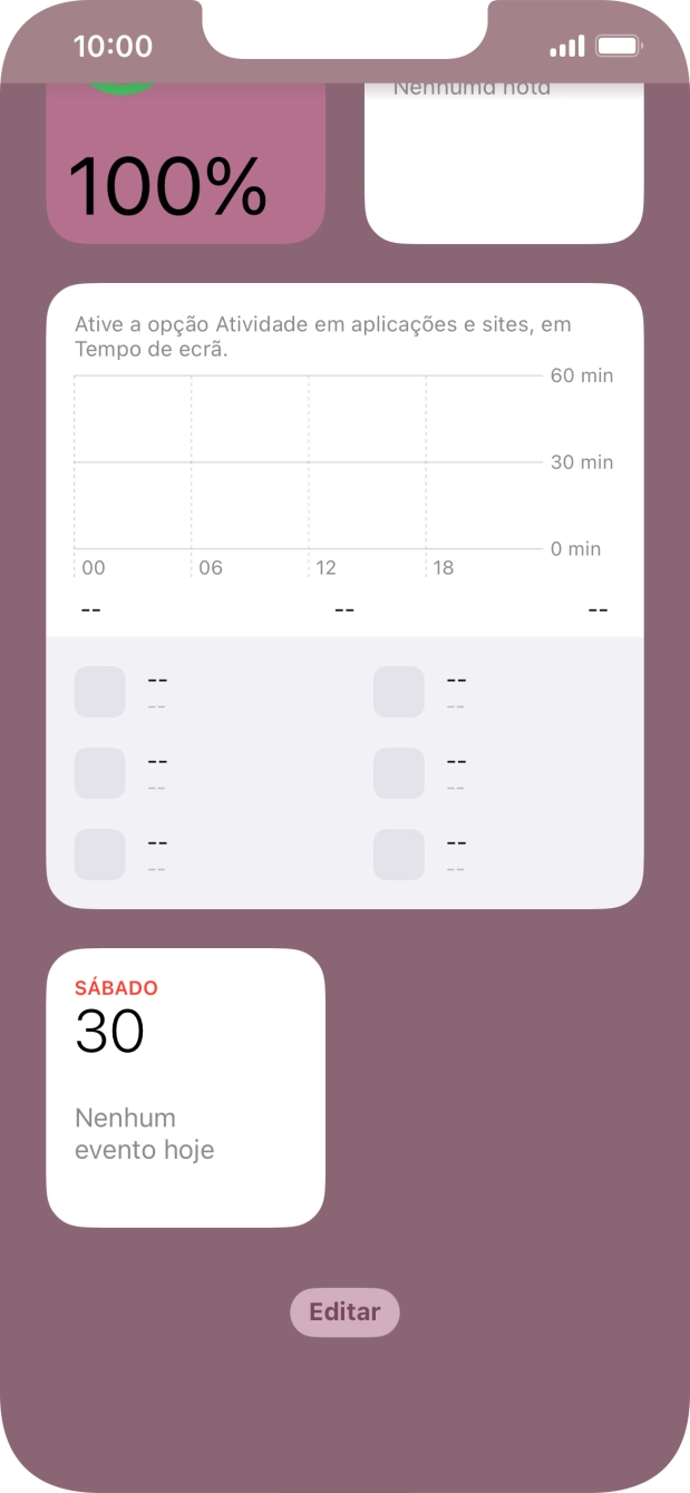 Mantenha premido o widget pretendido até aparecer um menu no ecrã.