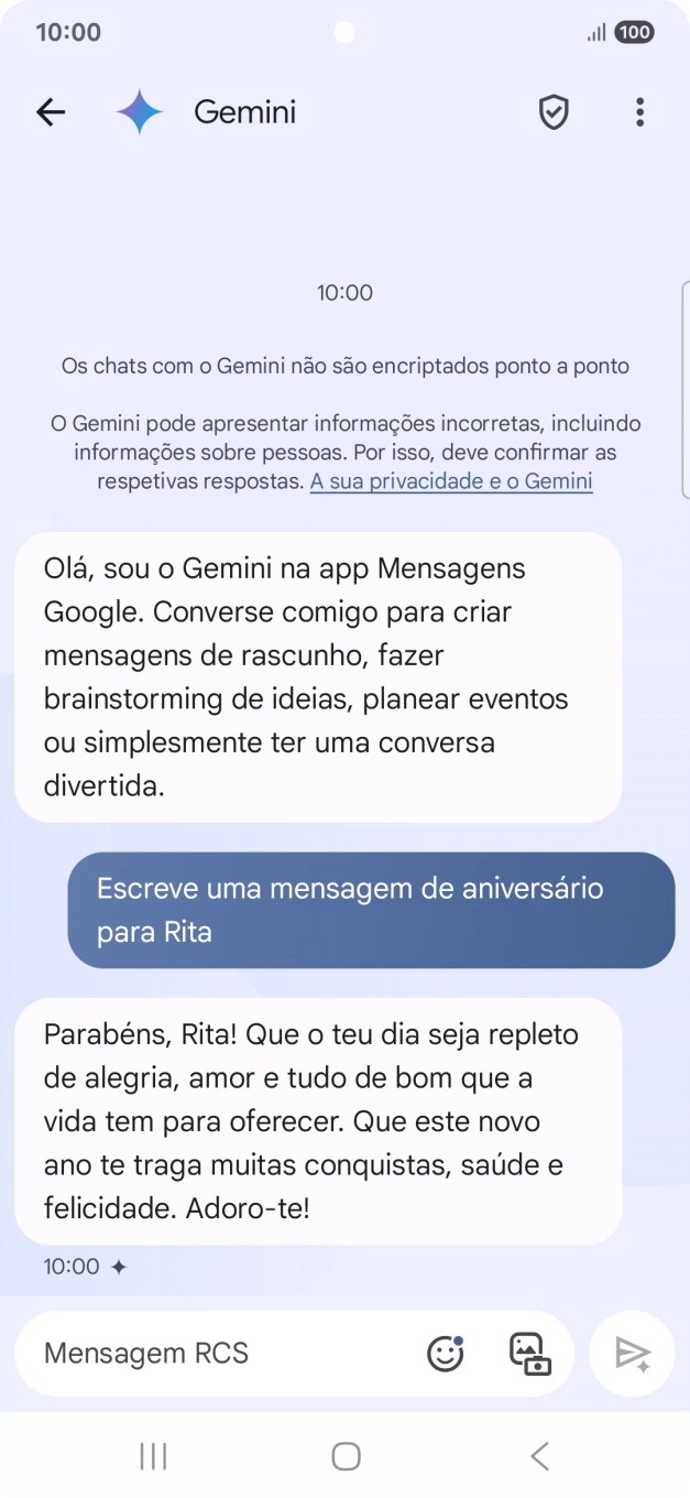 As sugestões de texto da Gemini são agora mostradas no ecrã.