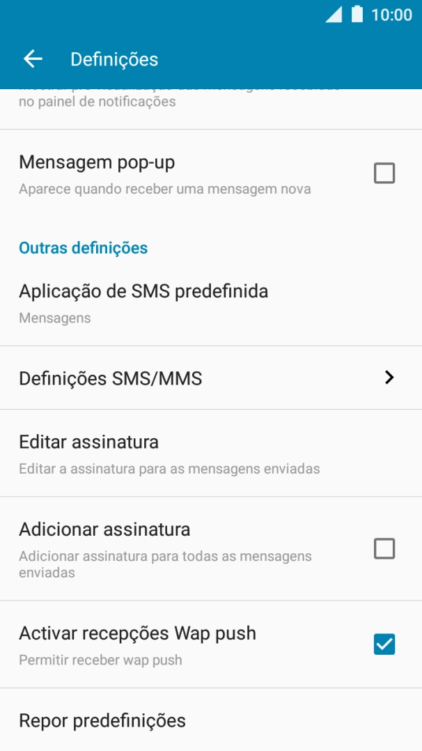 Prima Definições SMS/MMS.