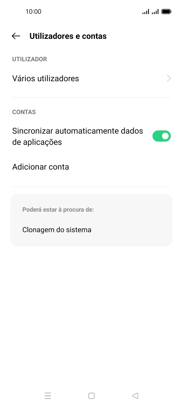 Prima Adicionar conta.