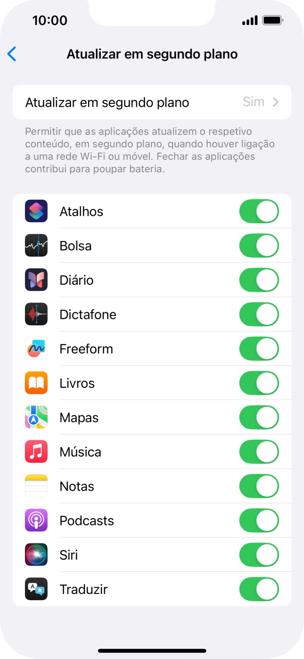 Prima Atualizar em segundo plano.