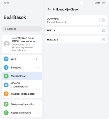 Válaszd ki a kívánt hálózatot.
