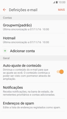 Prima a conta de e-mail pretendida.
