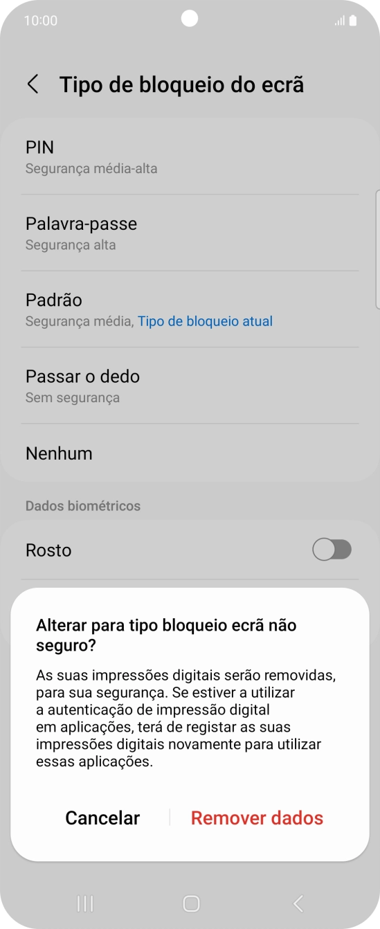 Prima Remover dados.