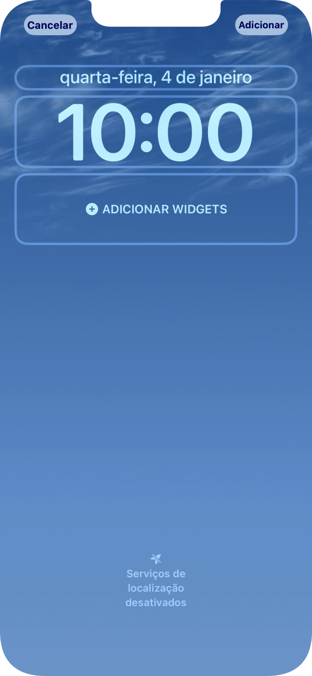 Se pretender personalizar a visualização da data no ecrã de bloqueio, prima o widget de data e siga as indicações no ecrã para escolher a visualização pretendida para o widget.