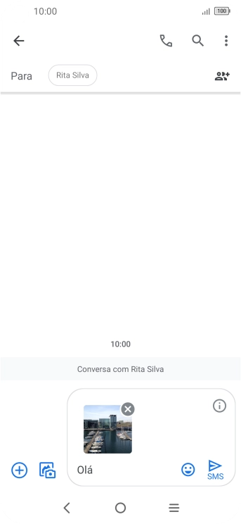 Prima o ícone para enviar quando terminar de escrever a sua mensagem multimédia.
