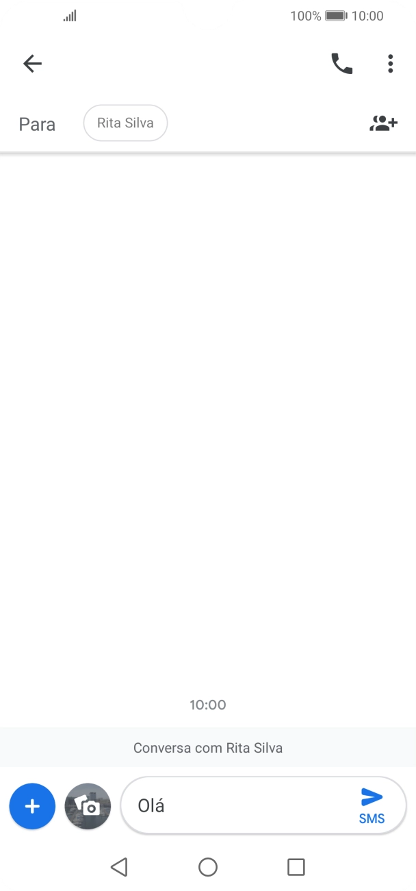 Prima o ícone para enviar quando terminar de escrever a sua mensagem curta.