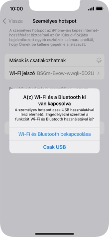 Amennyiben ki van kapcsolva a Wi-Fi, válaszd a Wi-Fi és Bluetooth bekapcsolása lehetőséget.