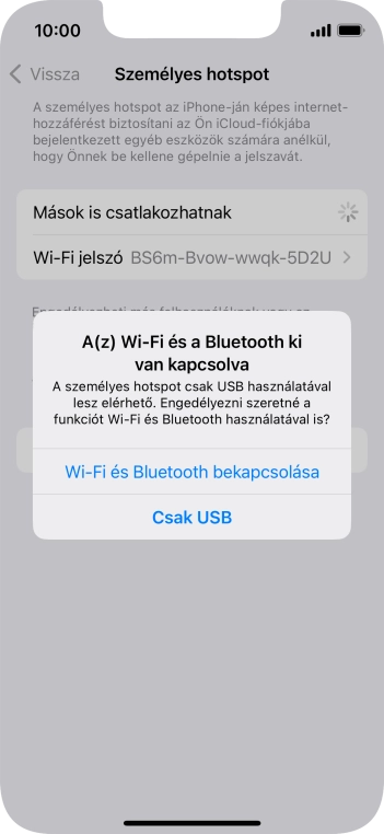 Amennyiben ki van kapcsolva a Wi-Fi, válaszd a Wi-Fi és Bluetooth bekapcsolása lehetőséget.