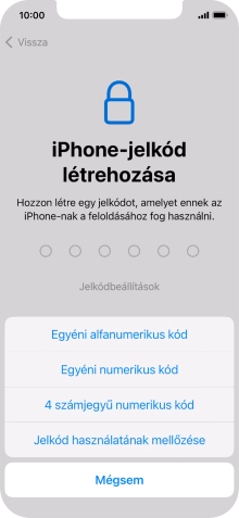 A képernyőzár használatának bekapcsolásához kövesd a képernyőn megjelenő utasításokat, vagy válaszd a Jelkód használatának mellőzése lehetőséget.