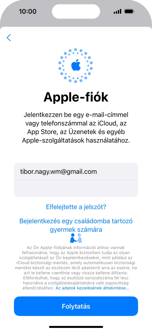 Válaszd a Folytatás lehetőséget.