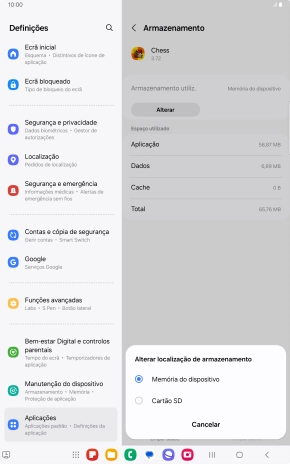 Prima o nome do cartão de memória.