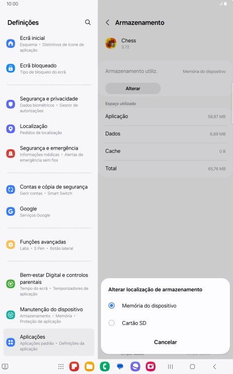 Prima o nome do cartão de memória.