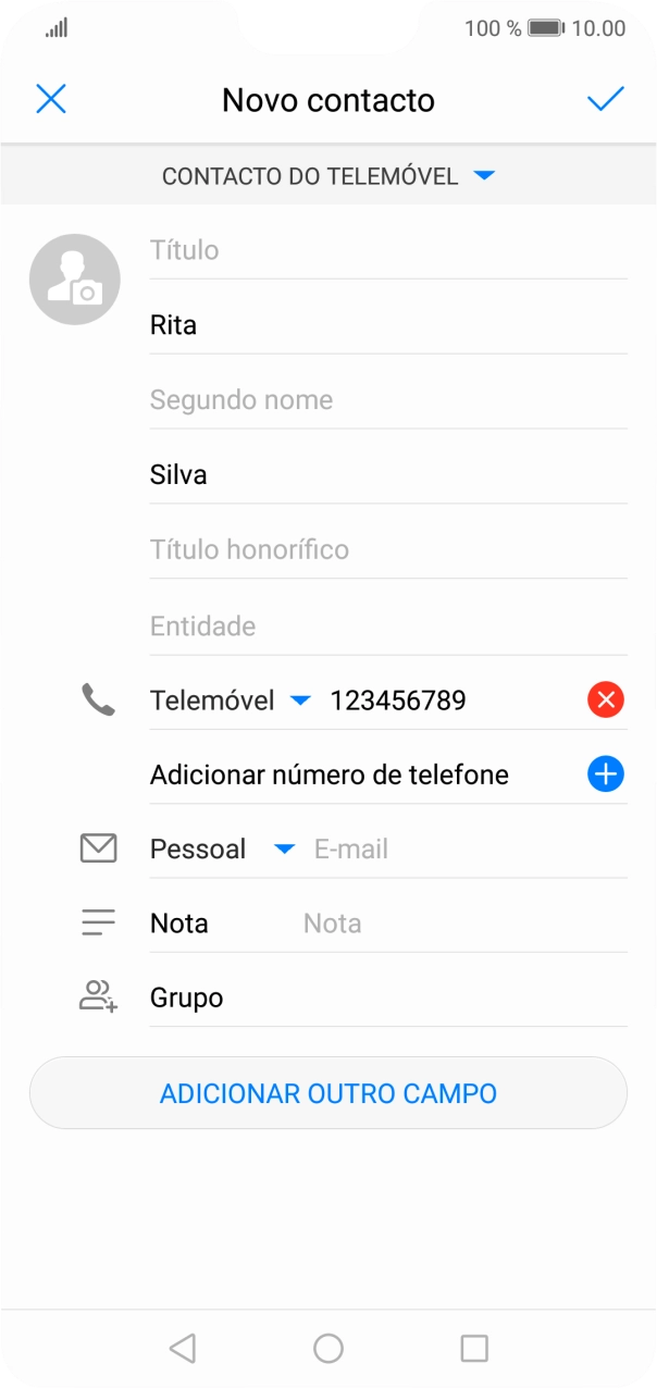 Prima o ícone para aceitar.