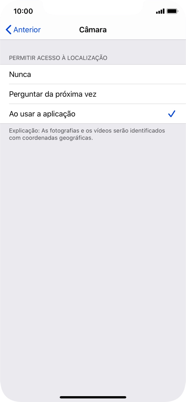 Prima a definição pretendida para ativar ou desativar a função.